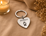 Pet Memorial Paw Print Heart Keyring, Your pets actual paw
