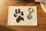 Pet Memorial Paw Print Heart Keyring, Your pets actual paw