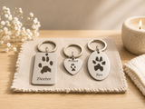 Pet Memorial Paw Print Heart Keyring, Your pets actual paw