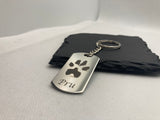 Pet Memorial Keyring, Your Pets Actual Paw Print, Metal Rectangular Keyring