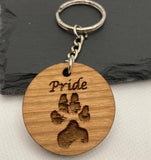 Wooden Paw Print Keyring, Your Pets actual Paw Print, Pet Memorial
