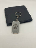 Pet Memorial Keyring, Your Pets Actual Paw Print, Metal Rectangular Keyring