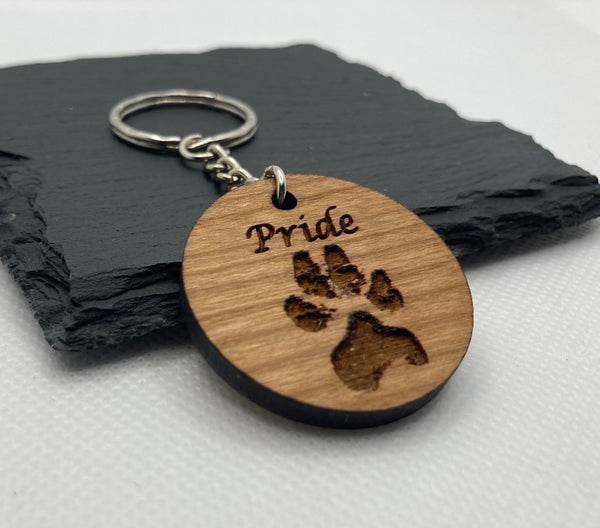 Wooden Paw Print Keyring, Your Pets actual Paw Print, Pet Memorial